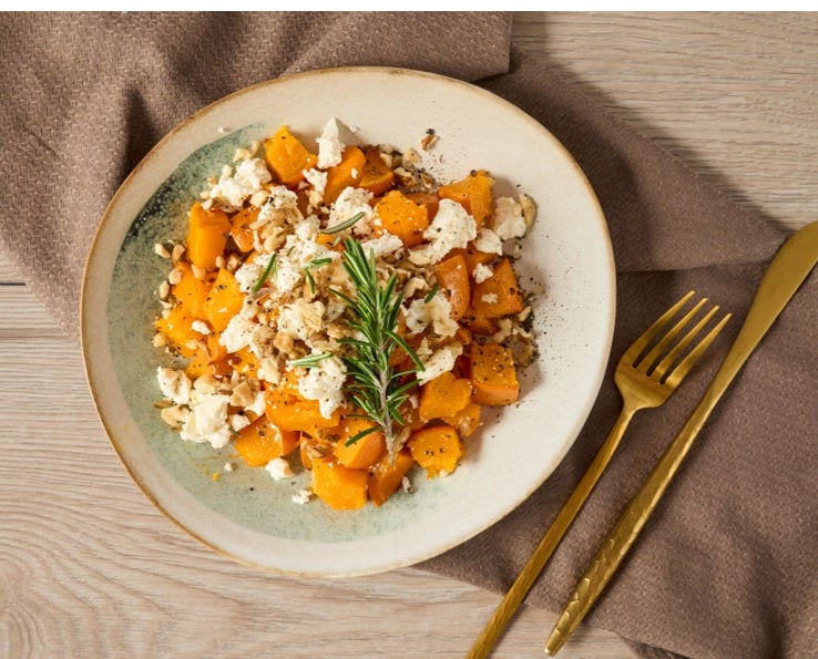 Stekt hokkaidopumpa med fetaost