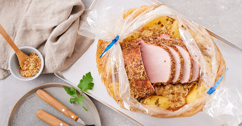 Kassler i stektub – en  komplett måltid drekt ur ugnen